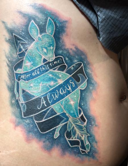 Tattoos - Realistic color Harry Potter deer patronus tattoo - 144002